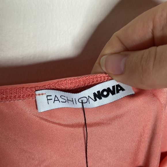 Fashion Nova Catch Your Heart Ruched Bodysuit in Peach size 1X - Picture 11 of 13